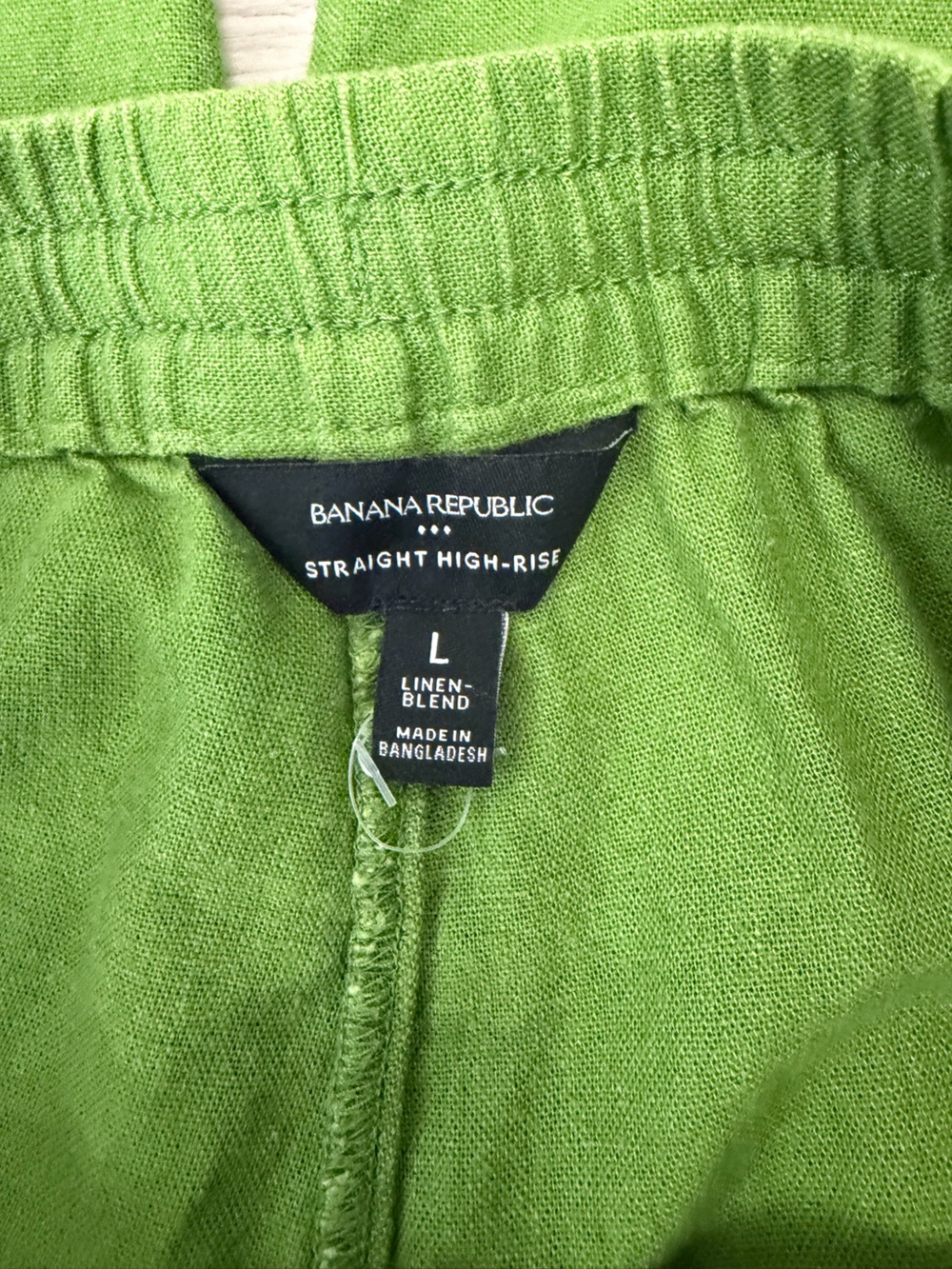 Banana Republic: Straight Linen Blend Women's Pull on Pant - Size L - Green - Picture 5 of 9